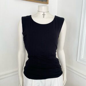 Y2K Black knotted wrap side basic Tank // 90s Vamp We The Free M